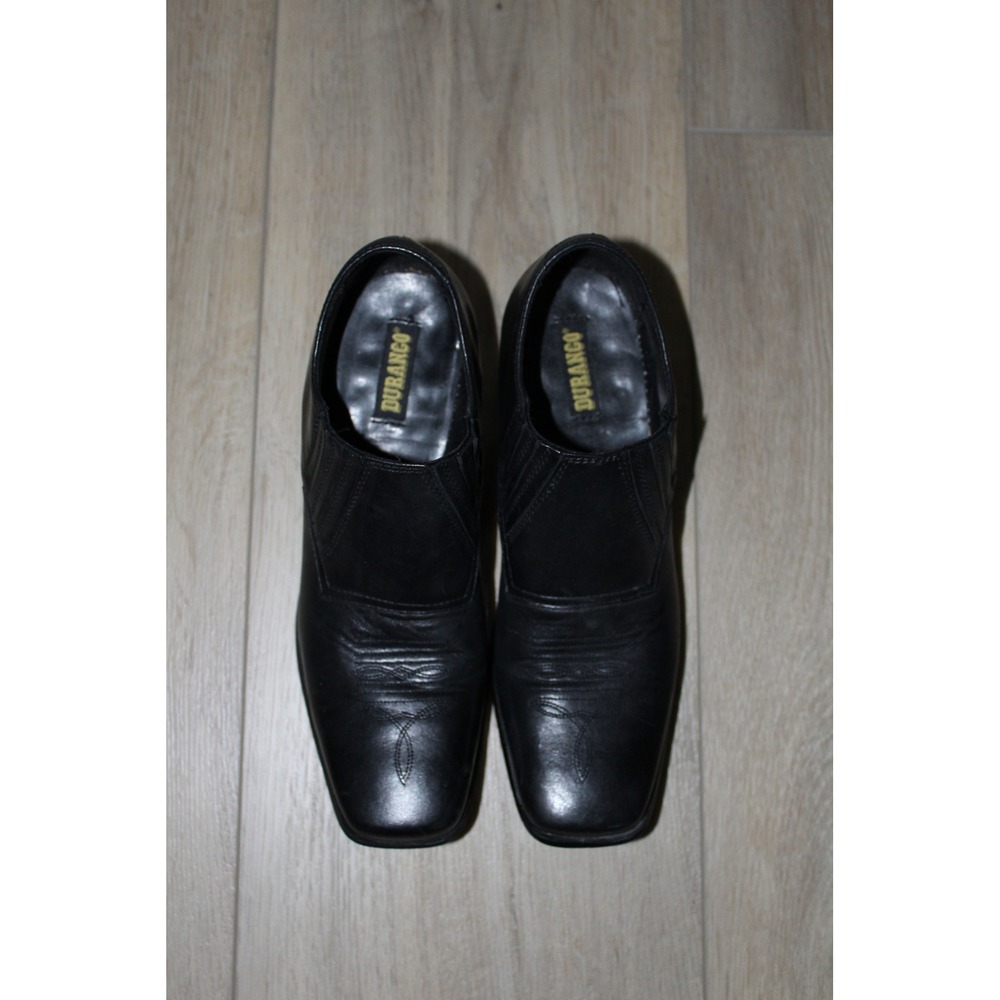 VTG Durango Black Leather Western Square Toe Ankle Booties RD3532 9.5M